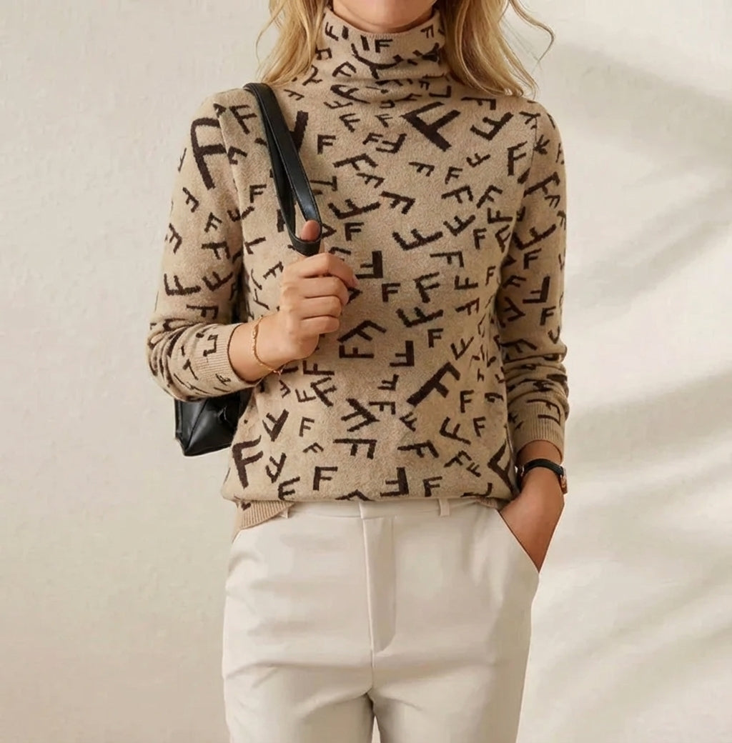 Kaschmirpullover mit F-Muster