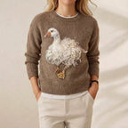 Baumwollpullover Braun mit Gans