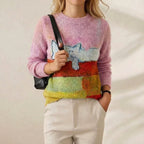 Baumwollpullover Rosa mit Katzendesign