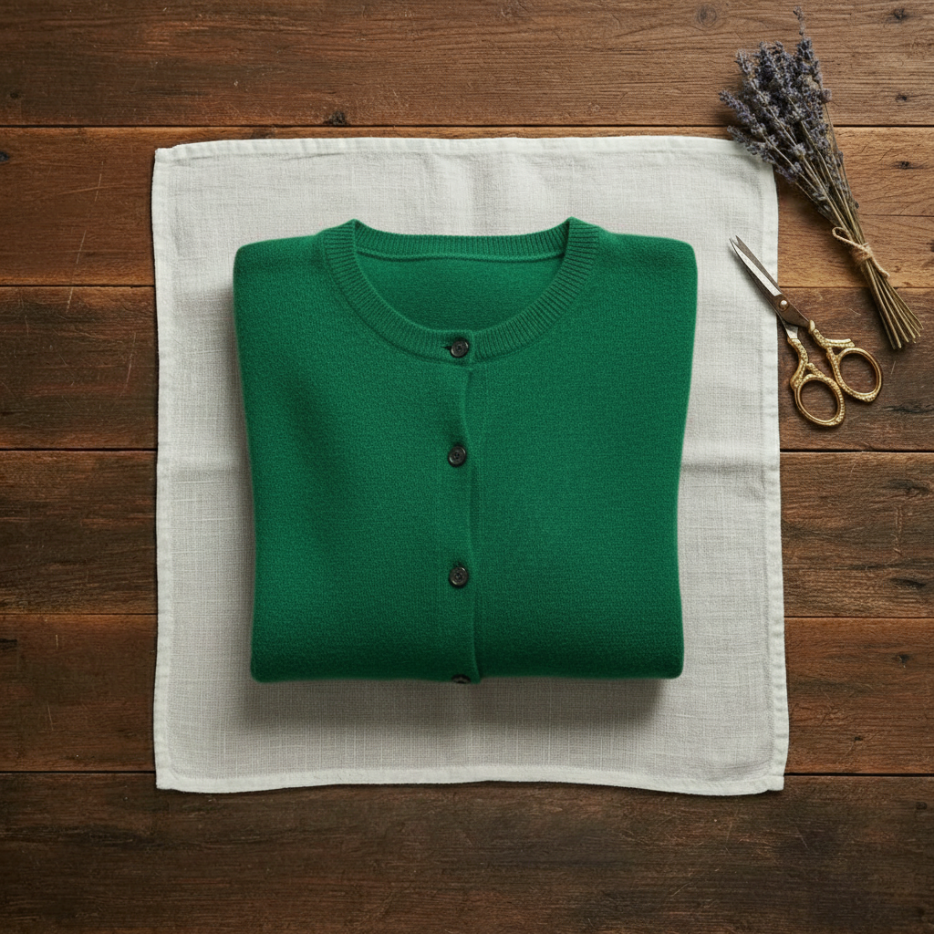 Kasjmier vest met ronde hals en knopen