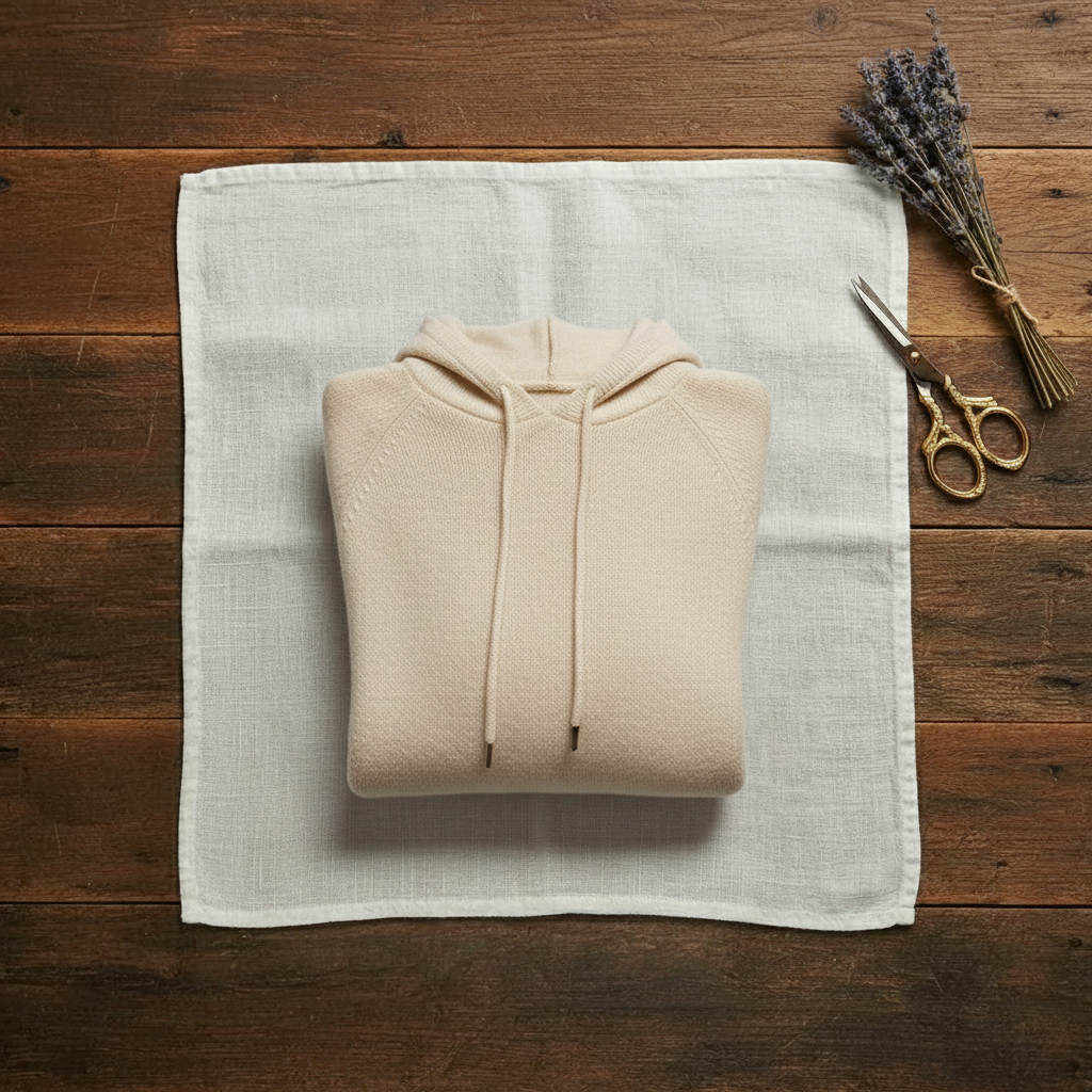 Kasjmier hoodiesweater met trekkoord