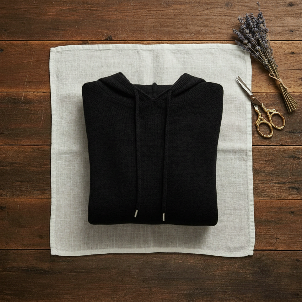 Kasjmier hoodiesweater met trekkoord