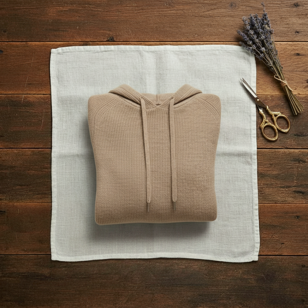 Kasjmier hoodiesweater met trekkoord