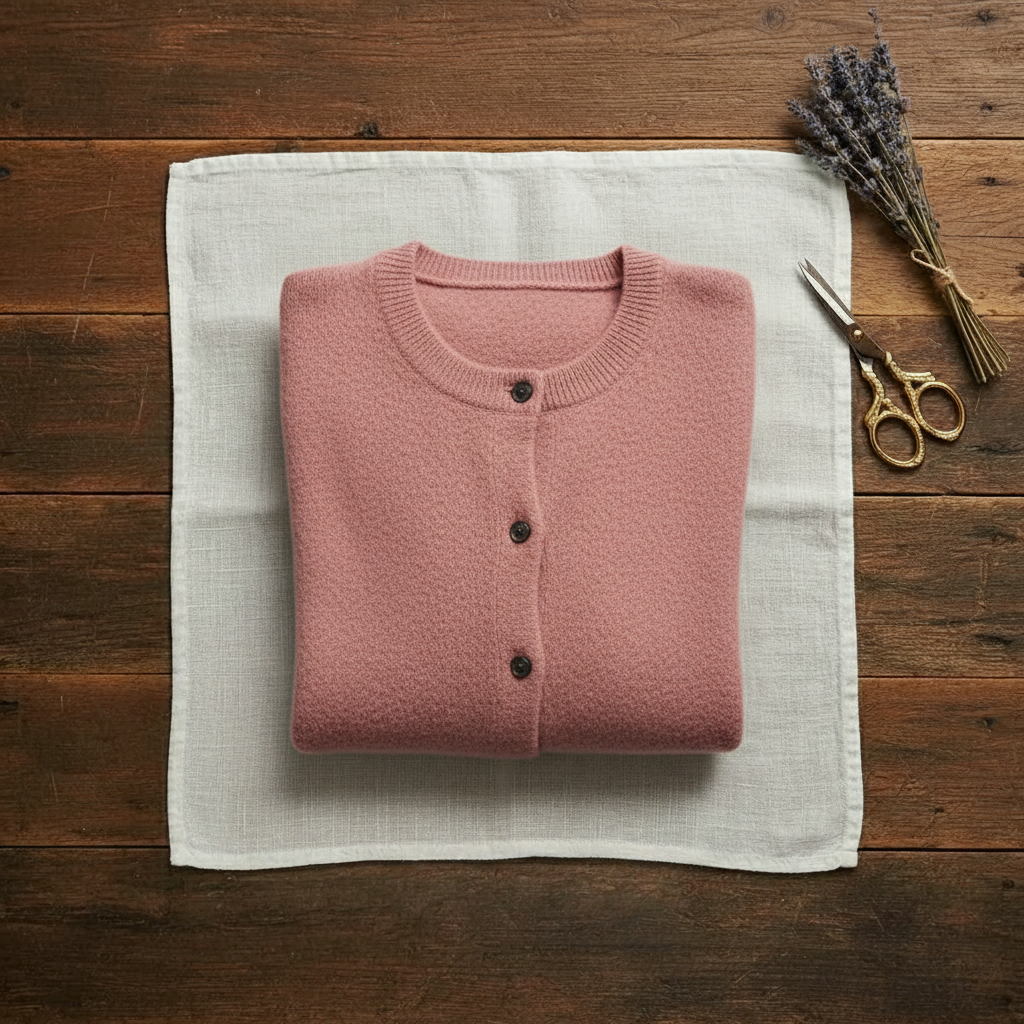 Kaschmir-Cardigan mit Rundhalsausschnitt und Knöpfen