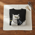 Pull en Coton Noir avec Design Chat