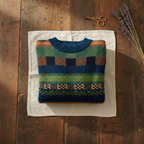 Jersey de Cashmere Verde-Azul con Rayas Horizontales