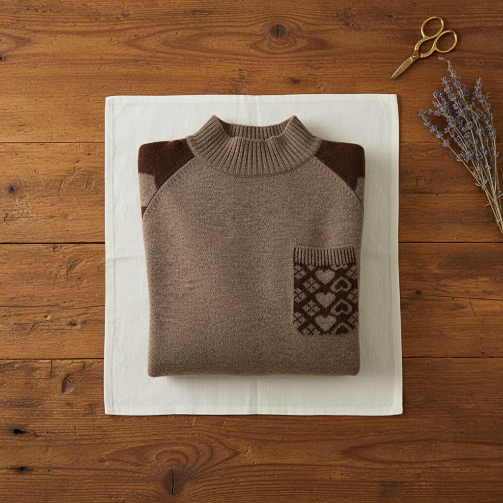 Kaschmirpullover mit gesteppter Tasche