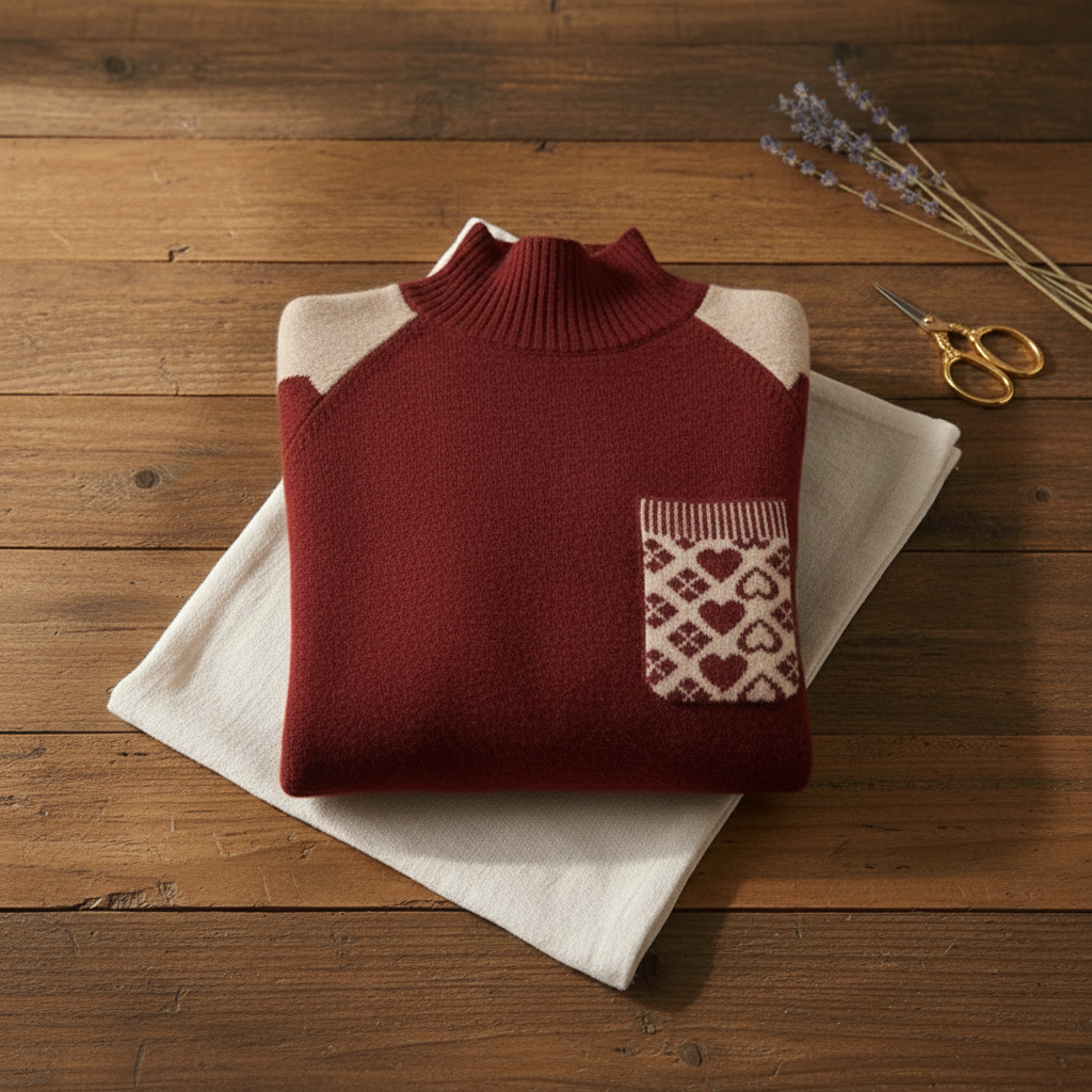 Pull en cachemire avec poche matelassée