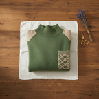 Kaschmirpullover mit gesteppter Tasche