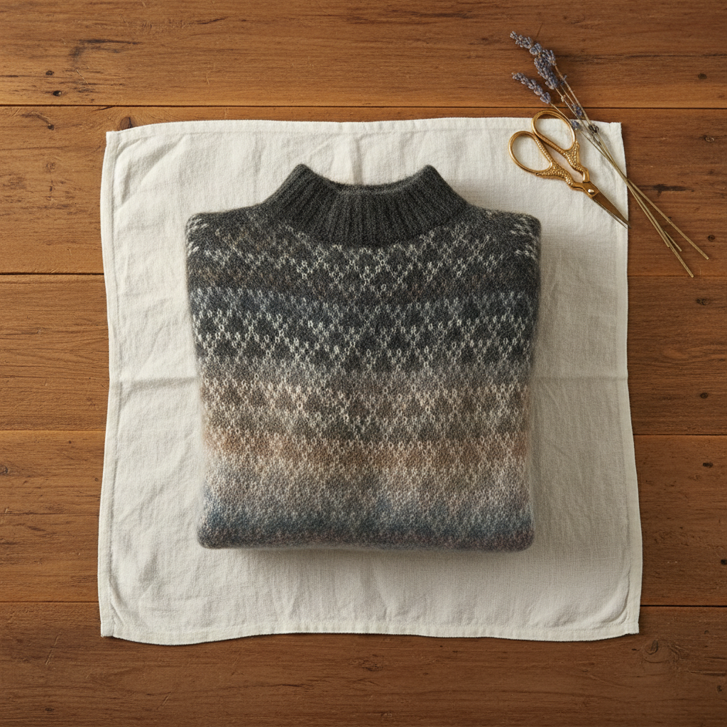 Pull Cachemire Gris à Motif Triangle