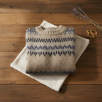 Maglione in Cotone con Sprone Fair Isle Marrone