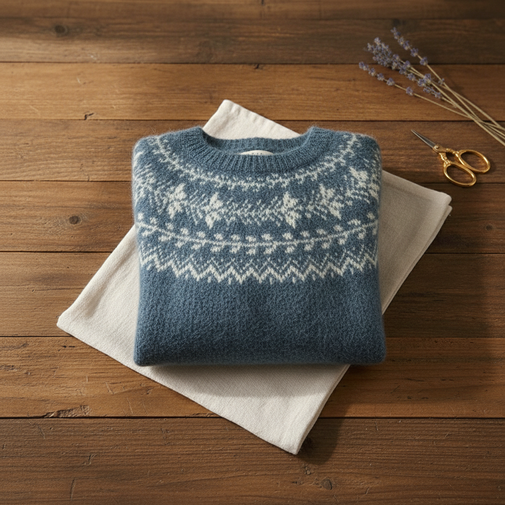 Pull en Coton avec Dégradé Ombre Bleu Nordique