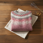 Pull en Coton et Mohair Rose avec Empiècement Nordique