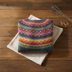 Baumwollpullover mit Regenbogen Fair Isle Streifen