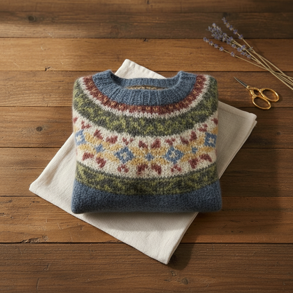 Pull en Coton avec Motif Fair Isle Multicolore