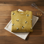 Jersey de Algodón Amarillo Mostaza con Estampado de Abejas