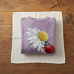 Baumwollpullover Lila mit Gänseblümchen & Marienkäfer