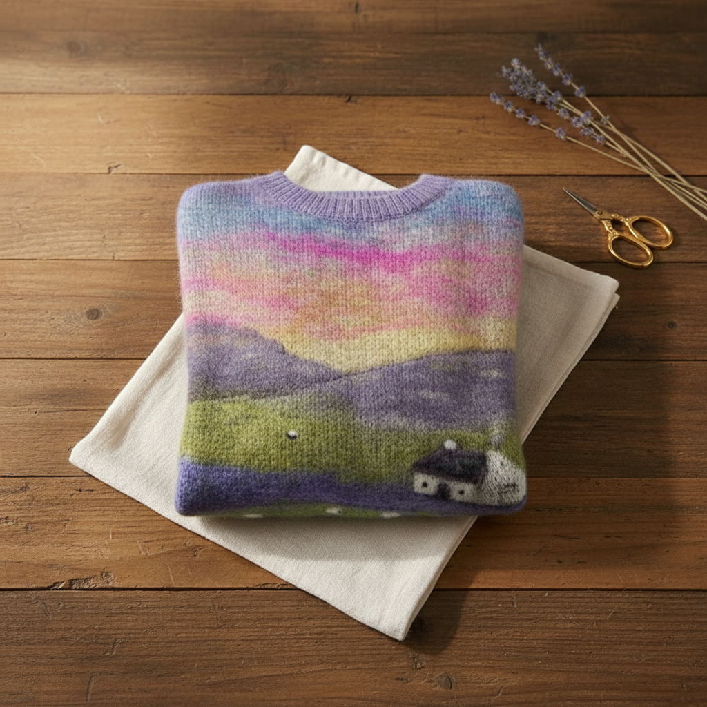 Baumwollpullover Regenbogen-Bauernhof mit Schafen