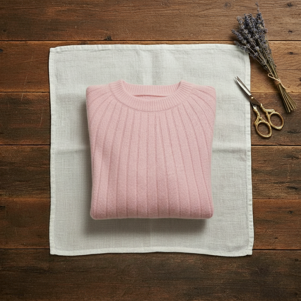 Jersey de cachemira con cuello redondo y punto a rayas