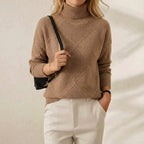 Kaschmir-Rollkragenpullover mit Rautenstrick