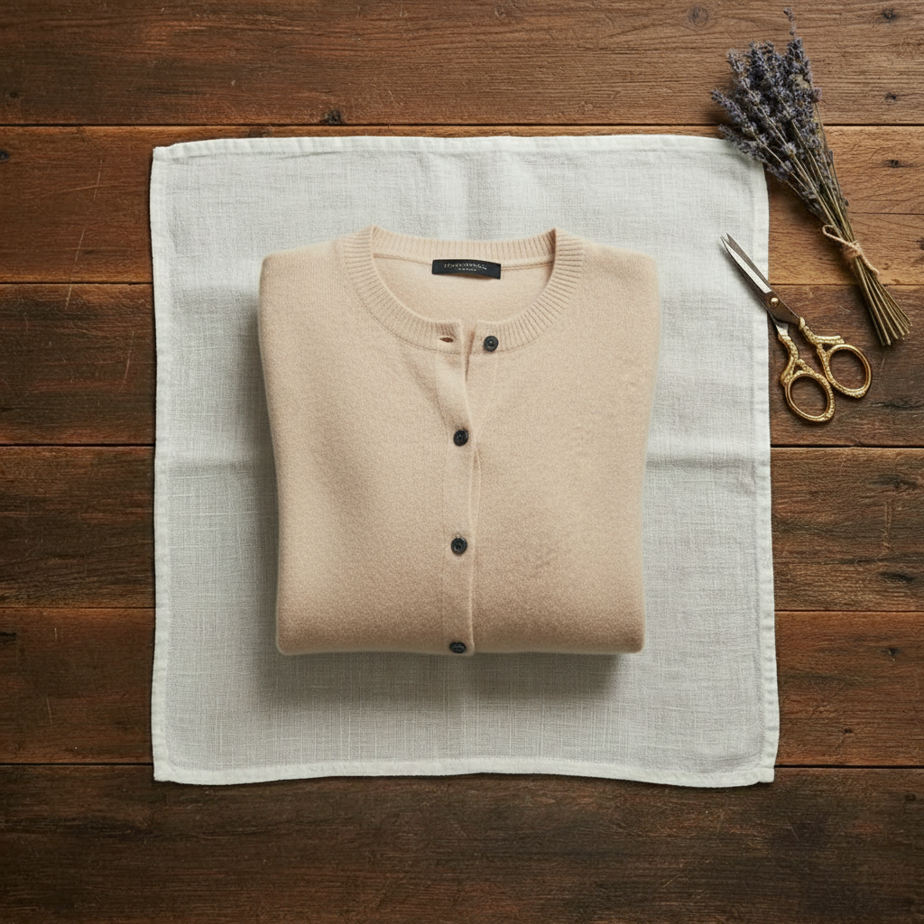 Kaschmir-Cardigan mit Rundhalsausschnitt und Knöpfen