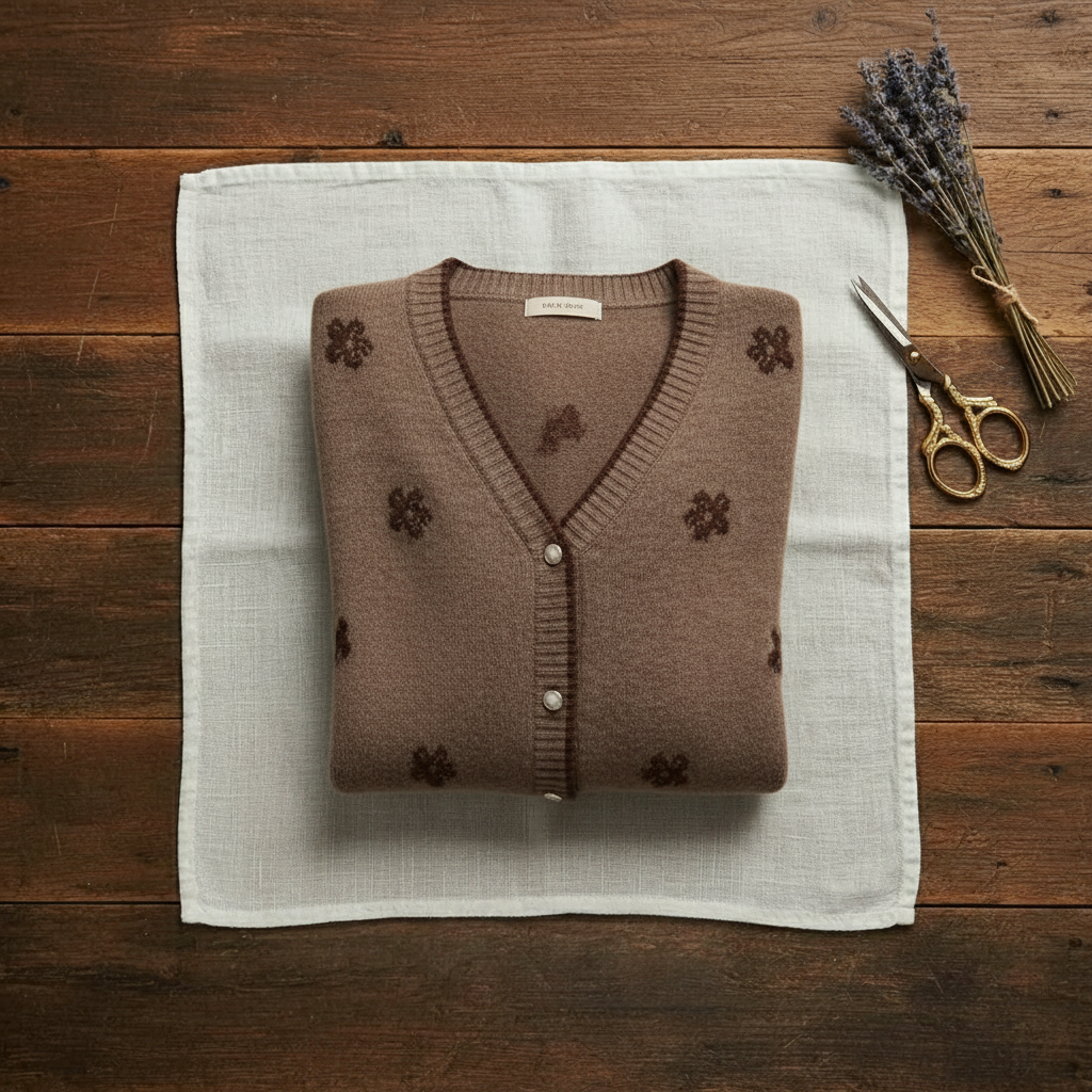 Kasjmier vest met V-hals en geborduurde accenten