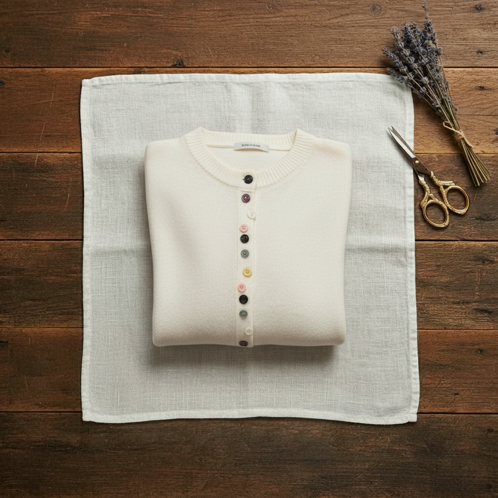 Cardigan col rond en cachemire avec boutons multicolores