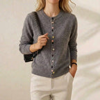 Cárdigan de cachemir con cuello redondo y botones multicolores