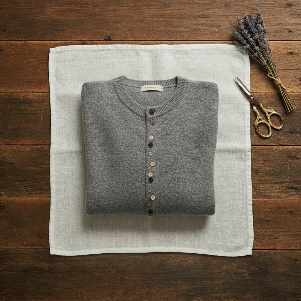 Cardigan col rond en cachemire avec boutons multicolores