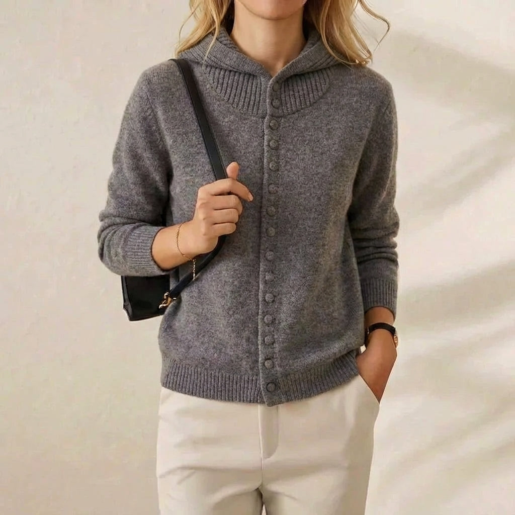 Cardigan à capuche en cachemire avec boutons