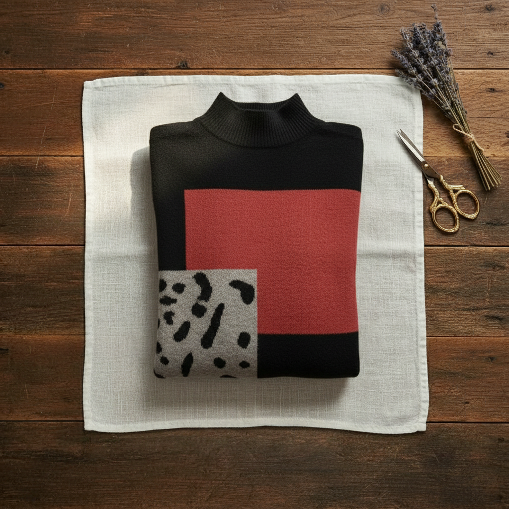 Pull ras du cou en cachemire avec motif color block