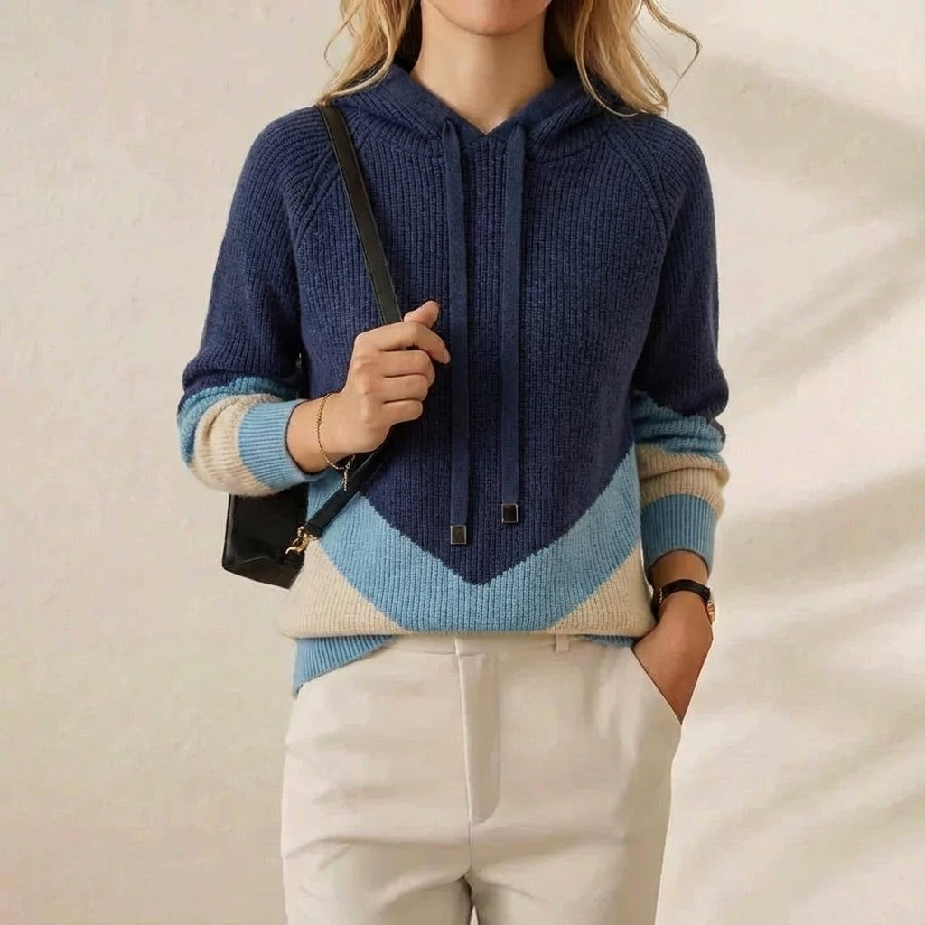 Kapuzenpullover aus Kaschmir mit Farbblockdesign