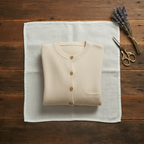 Kaschmir-Cardigan mit Rundhalsausschnitt und Rippstrick