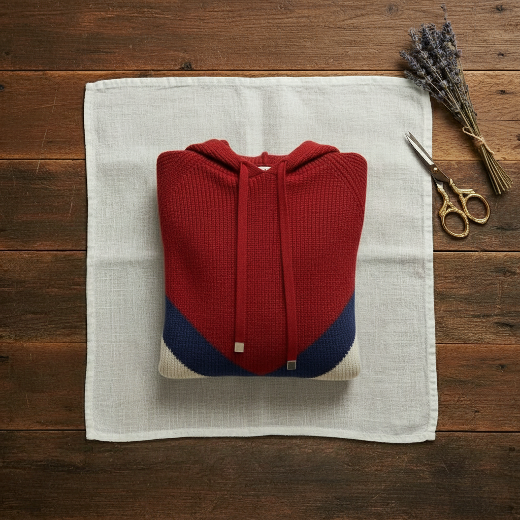 Kasjmier hoodiesweater met kleurblokkenontwerp