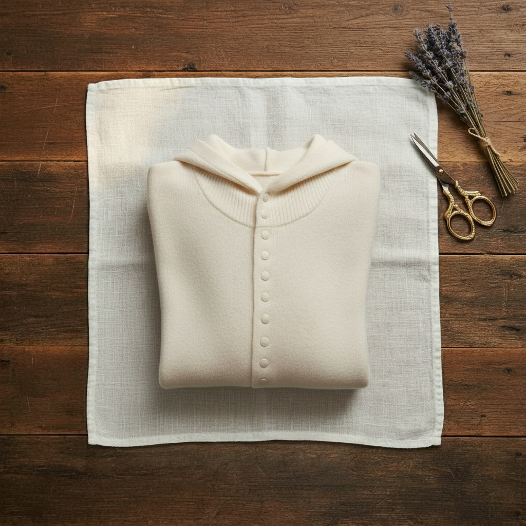 Kaschmir-Hoodie-Cardigan mit Knopfdetail