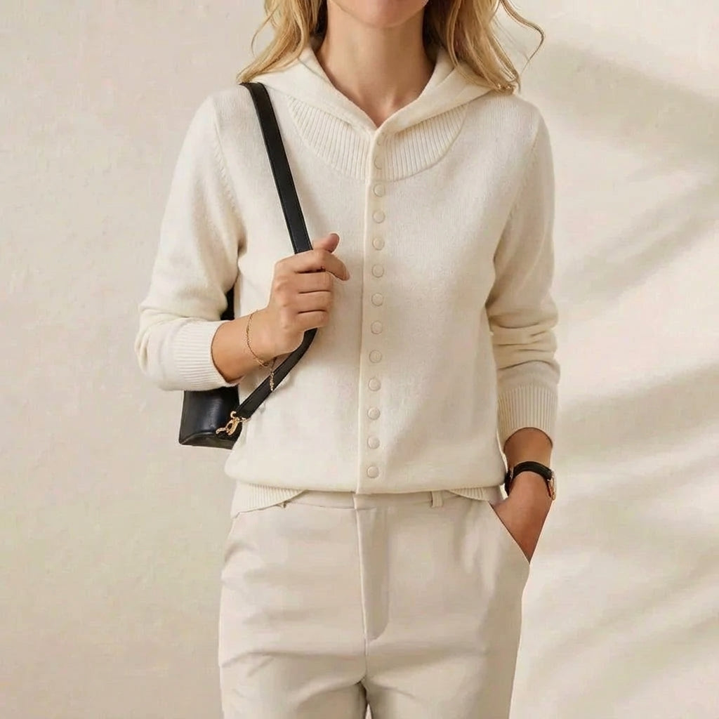 Cardigan à capuche en cachemire avec boutons