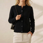 Kaschmir-Cardigan mit Rundhalsausschnitt und Rippstrick