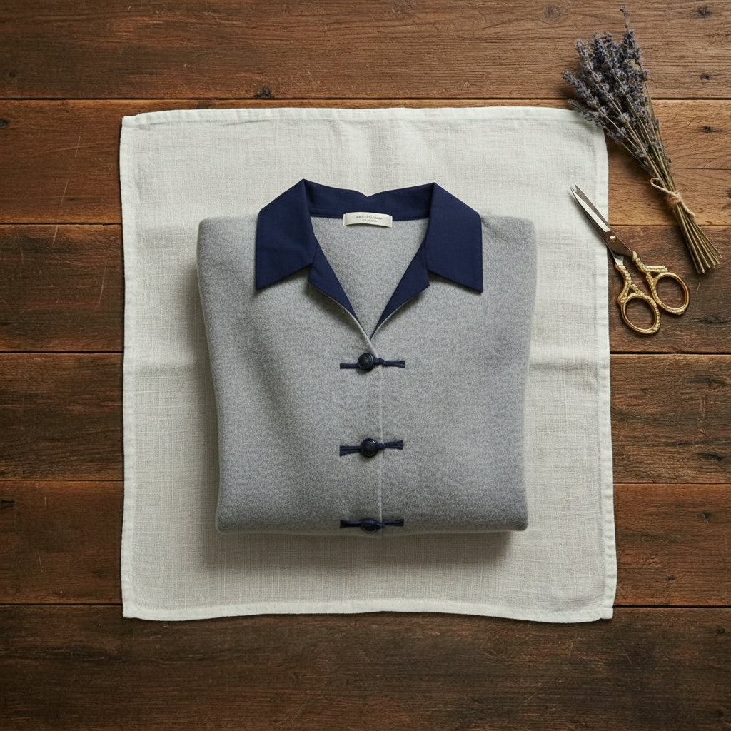 Cárdigan con cuello de cachemira y botones alternantes