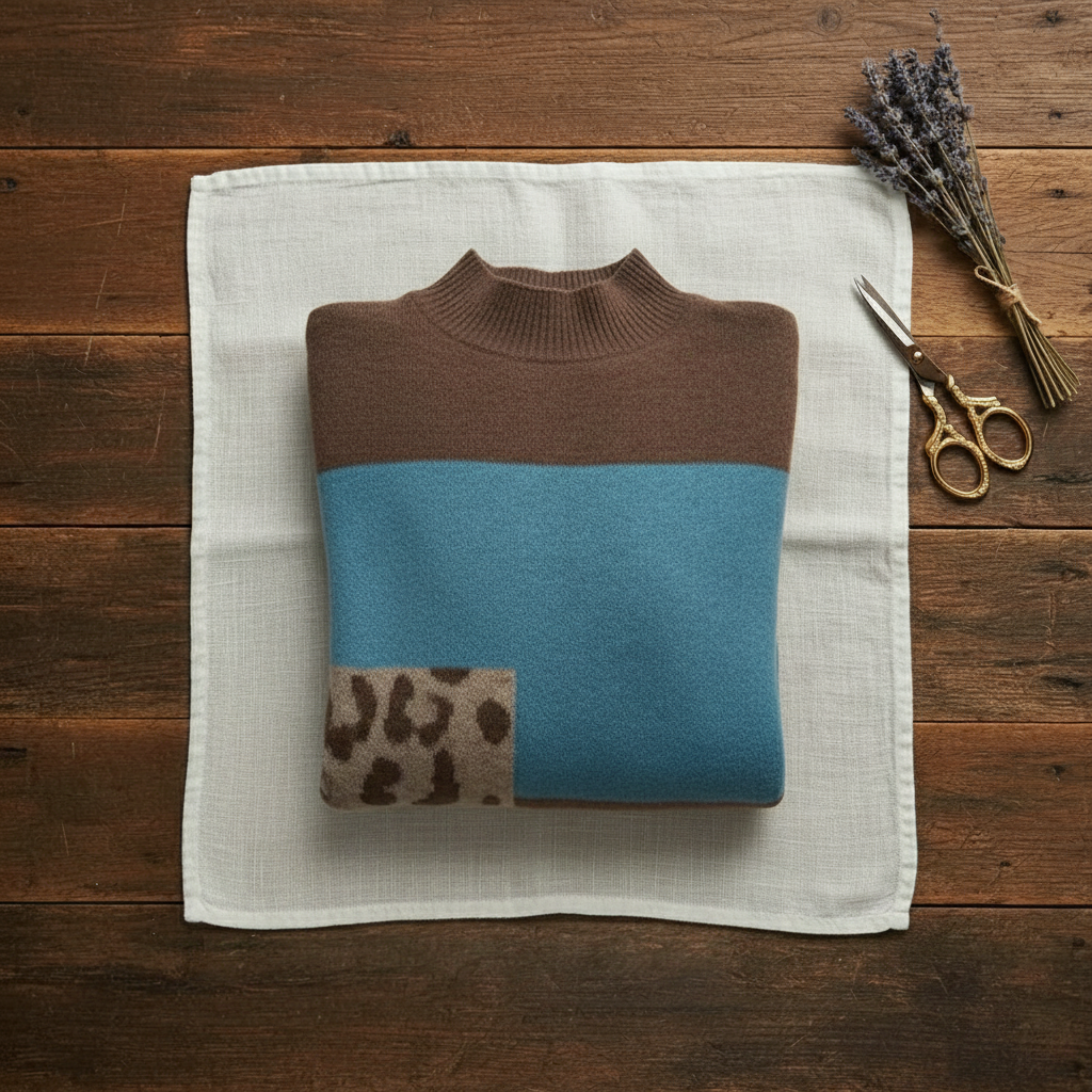 Pull ras du cou en cachemire avec motif color block