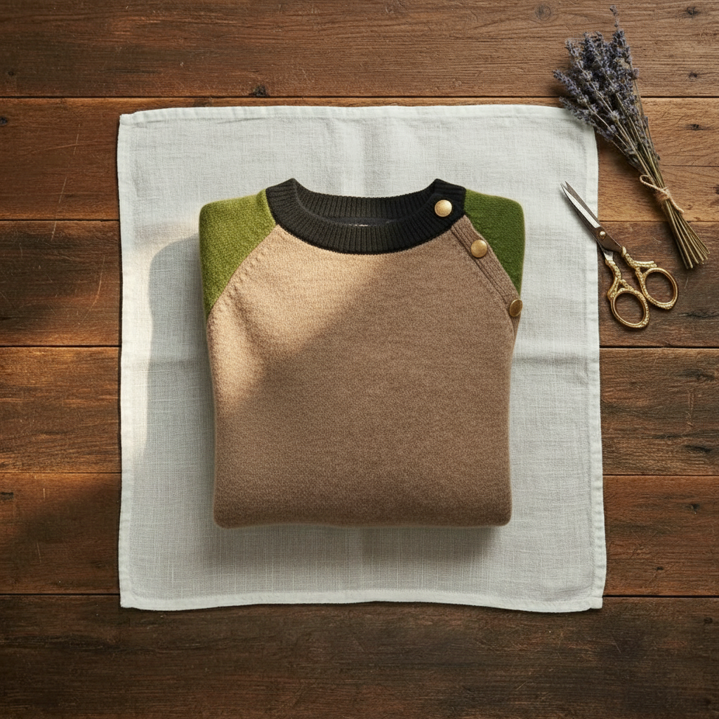 Pullover aus Kaschmir mit Rundhalsausschnitt und kontrastierenden Raglanärmeln