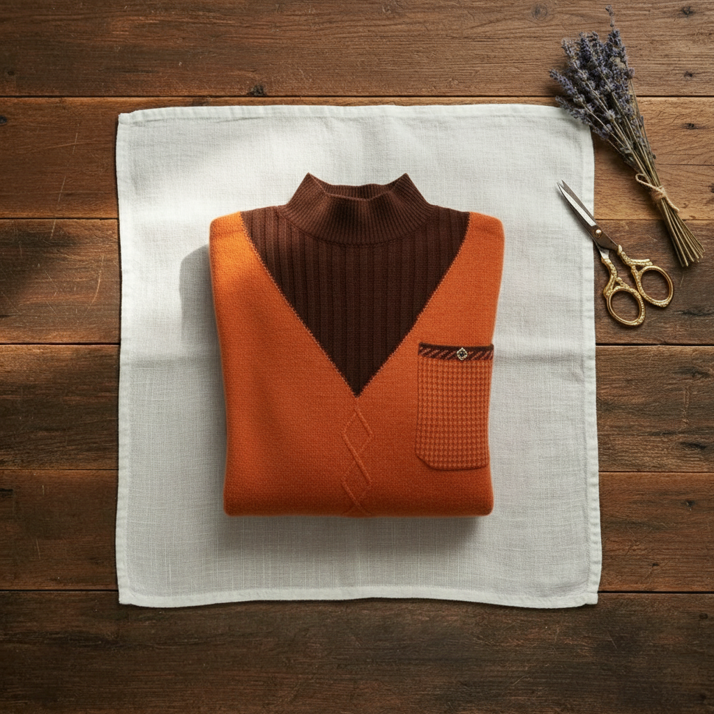 Pull col V en cachemire avec logo sur la poitrine