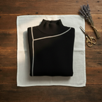 Rollkragenpullover aus Kaschmir mit Kontrastbündchen