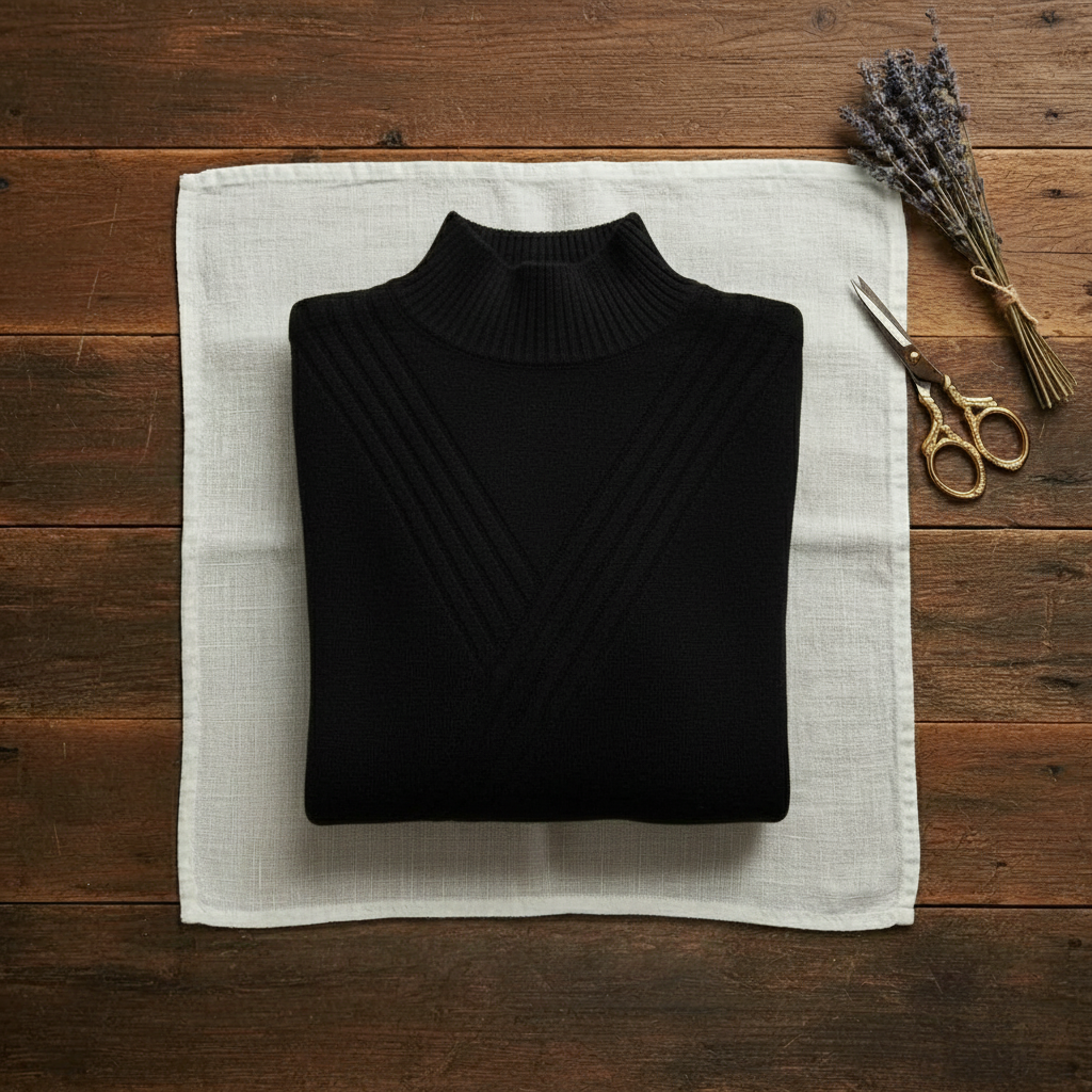 Kasjmier coltrui met gestreepte manchet