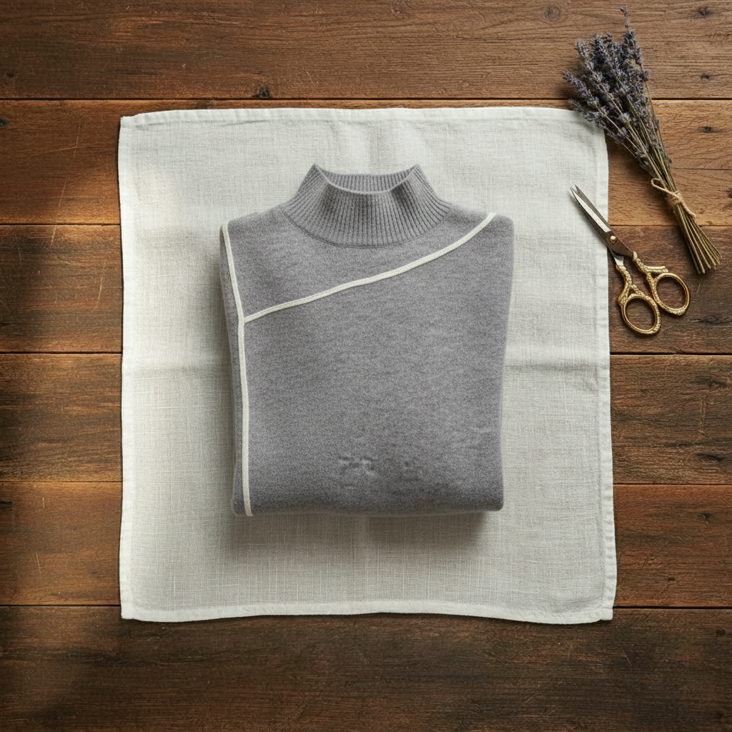 Rollkragenpullover aus Kaschmir mit Kontrastbündchen