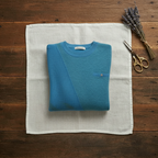 Kasjmier trui met ronde hals en contrasterende bies