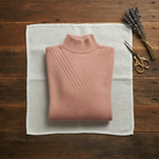 Rollkragenpullover aus Kaschmir mit gestreiftem Bündchen