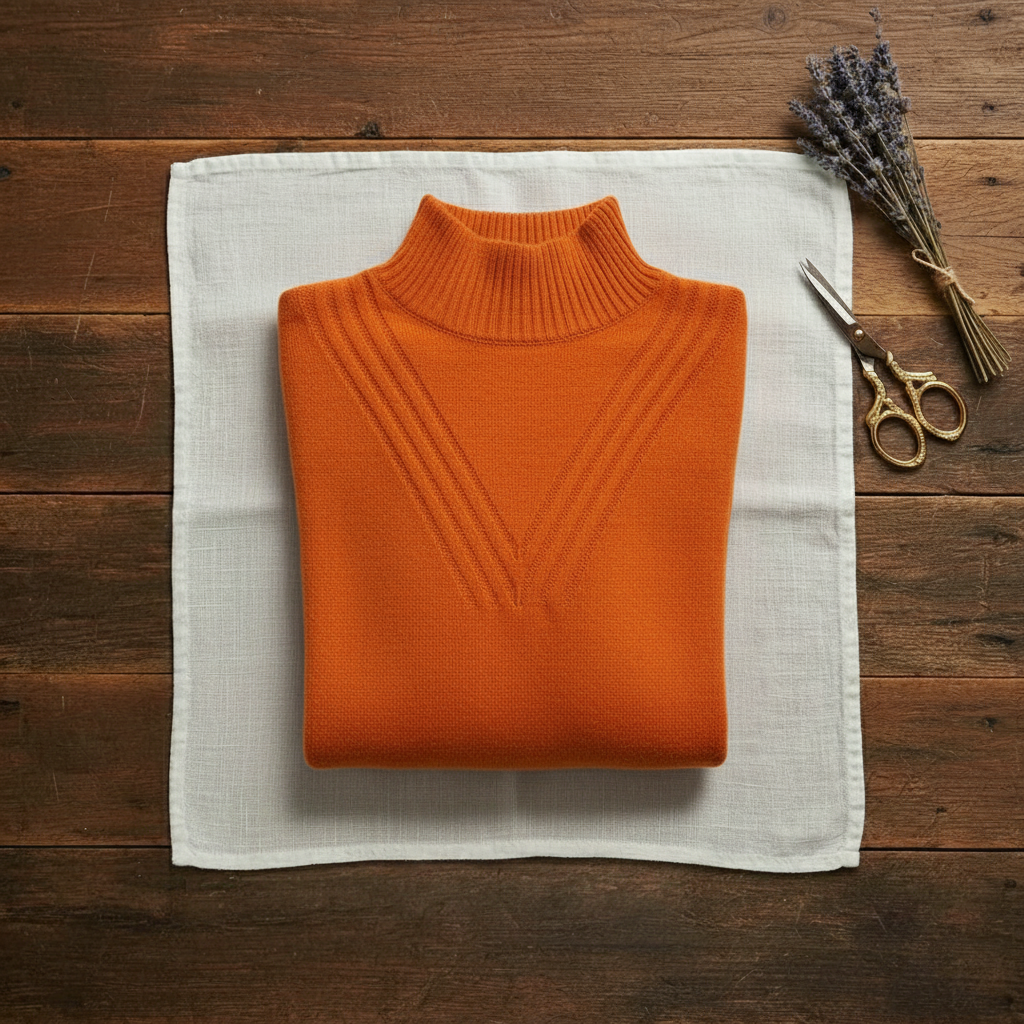 Pull à col roulé en cachemire avec poignets rayés