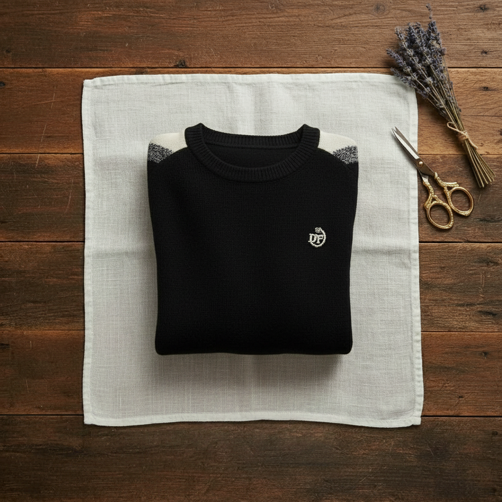 Pull ras du cou en cachemire avec manches contrastées