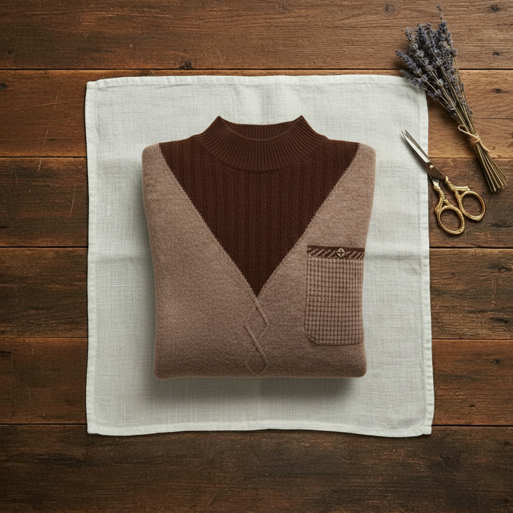 Jersey de cachemir con cuello de pico y logo en el pecho