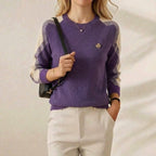 Pull ras du cou en cachemire avec manches contrastées